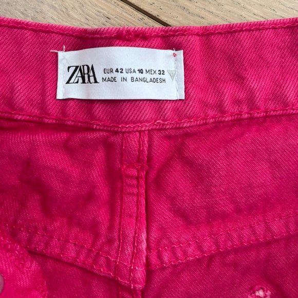 Zara Jeans Zara Fulllength Highrise Wideleg Pink Jeans Poshmark